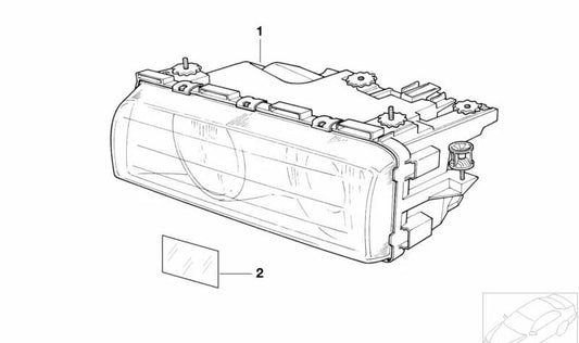 Faro de luz de xenón derecho para BMW E38 (OEM 63128386296). Original BMW