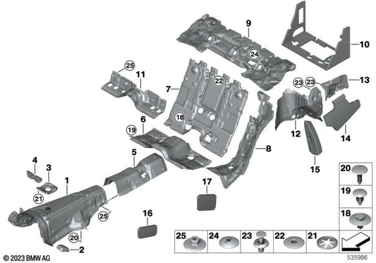 Tela acústica delantera izquierda para BMW G70 (OEM 51775A38463). Original BMW