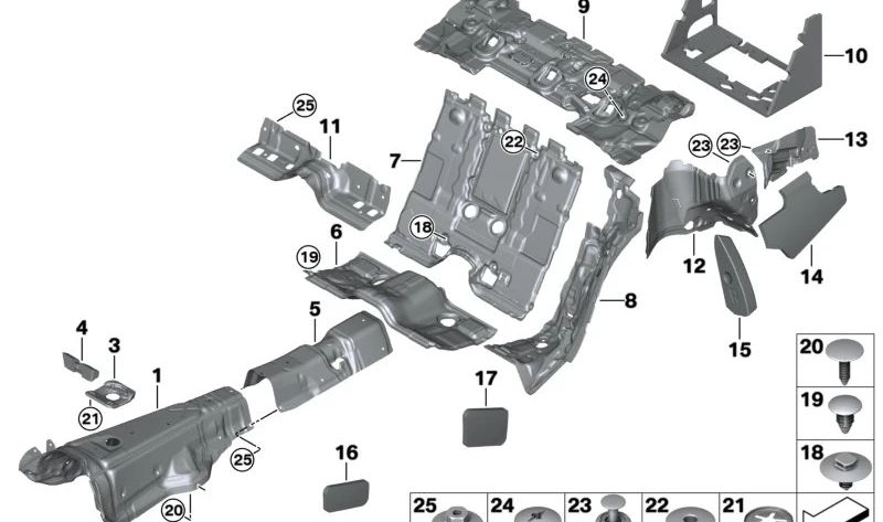 Rear right acoustic felt for BMW 7 Series G70 (OEM 51775A38466). Original BMW