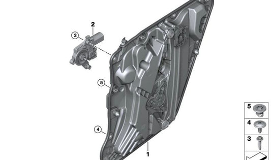 Motor del elevalunas eléctrico izquierdo OEM 67625A75081 para BMW F70, U06, U11, U12, U10. Original BMW.