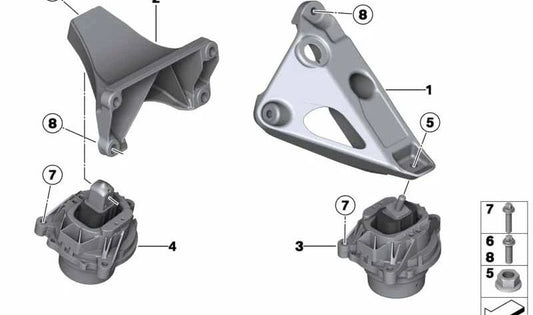 Soporte de motor izquierdo para BMW F25, F26 (OEM 22116855721). Original BMW