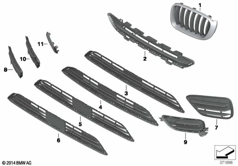 Pinza imprimada derecha para BMW F25 (OEM 51117413922). Original BMW