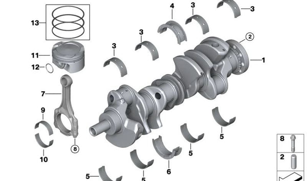 Casquillo de bancada violeta OEM 11218606302 para BMW G30, G31, G11, G12, G14, G15, G16, G05, G06, G07. Original BMW