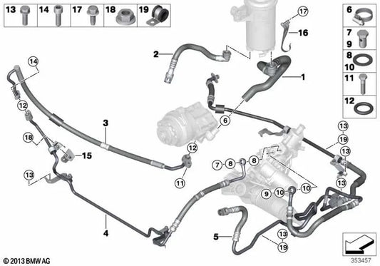 Tubería de retorno del radiador para BMW X5 E70N, F15 X6 E71, F16 (OEM 32416792493). Original BMW