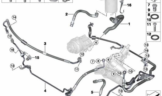 OEM 32416790809 Pipe de retour de direction assistée pour BMW E70, E71, F15, F16. BMW d'origine.