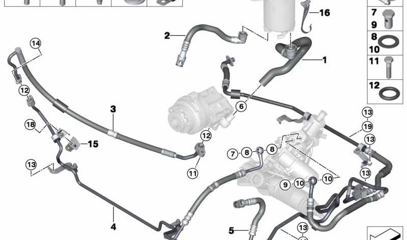 Dehnschlauch Parte 1 para BMW X5 E70, F15 Serie X6 E71, F16 (OEM 32416786394). Original BMW