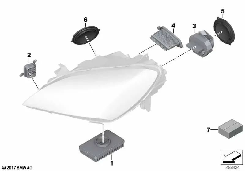 Módulo principal de luz LED para BMW Serie 6 F06, F12, F13, X5 E70, X6 E71 (OEM 63117307528). Original BMW.