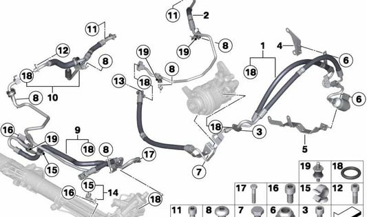 Dynamic Drive Flexible Hose Holder for BMW F07, F01 (OEM 32416790049). Original BMW