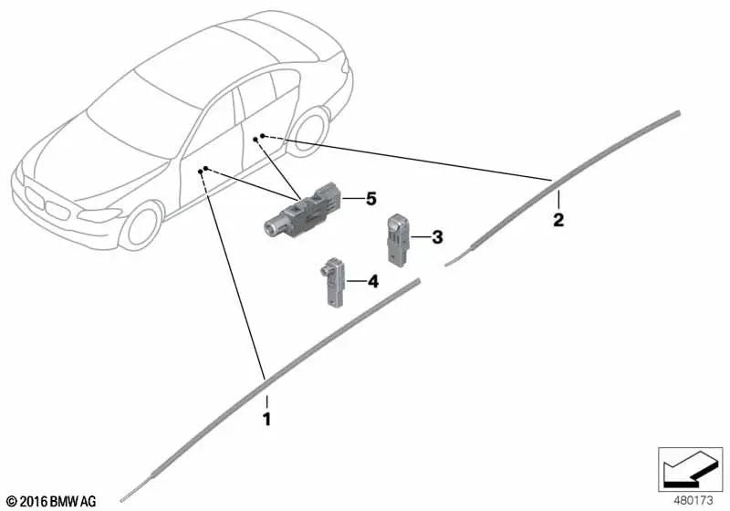 Guía de luz para compartimento de puerta derecho para BMW Serie 5 F10, F11, F18 (OEM 63319186640). Original BMW.