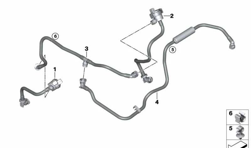 Tubo de ventilación del depósito OEM 13908486292 para BMW G30, G31, G11, G12, G14, G15, G16. Original BMW.