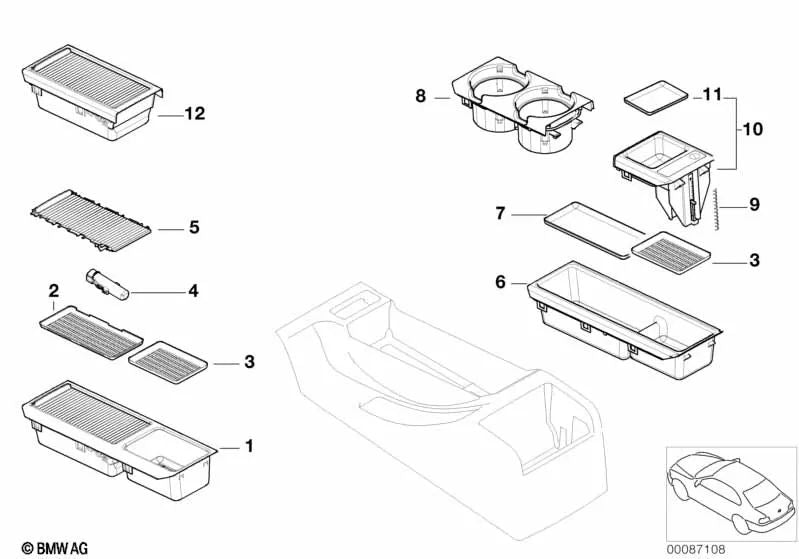 Front shelf for BMW 3 Series E46 (OEM 51167038328). Genuine BMW