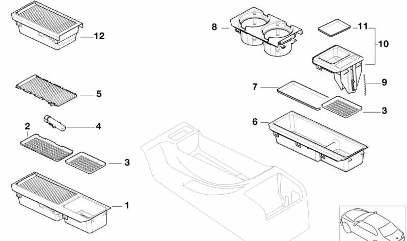 Prateleira frontal para BMW 3 E46 Series (OEM 51167038329). BMW original