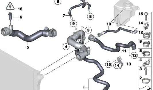 Manguera de Refrigerante para BMW Serie 7 F04 (OEM 17127594451). Original BMW