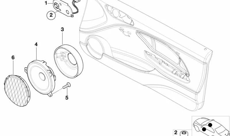 Altavoz de agudos estéreo para BMW Serie 3 E46 (OEM 65138374696). Original BMW