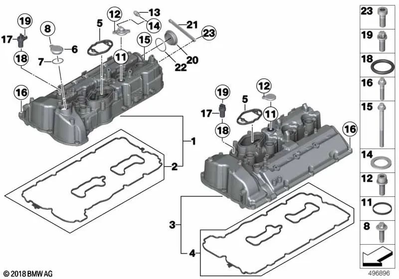 Cubierta de la culata para BMW F10, F06, F12N, F13N, F85, F86 (OEM 11128648131). Original BMW