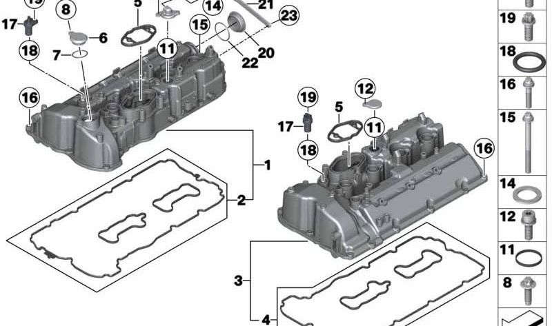 Tapa de cilindros para BMW F10, F06, F12, F13, F85, F86 (OEM 11127638639). Original BMW.