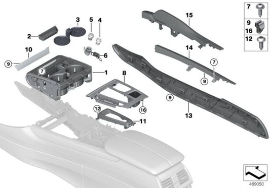 Embellecedor Revestimiento Consola Central Negro Negra Para Bmw X5 F15. Original Recambios