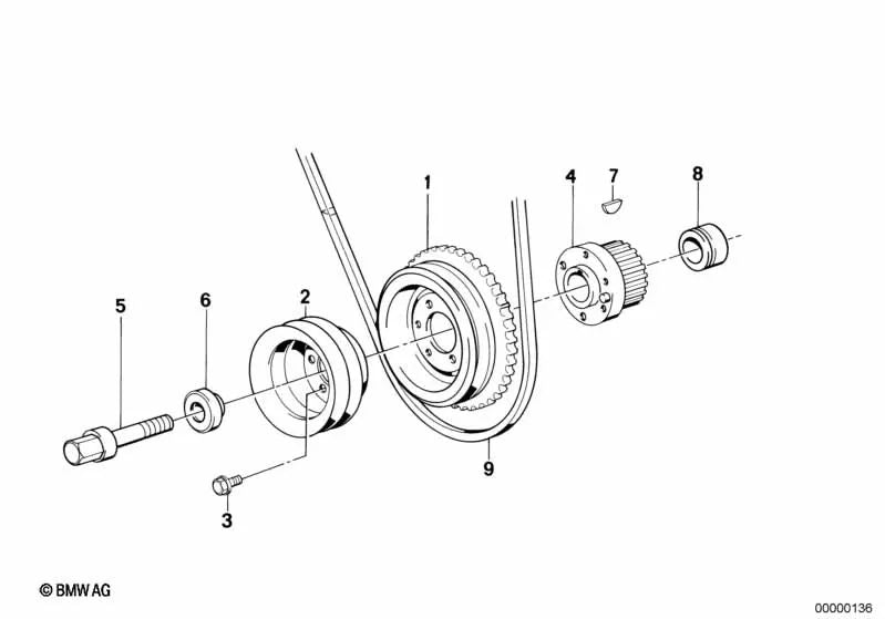 Pulley for BMW E30, E34 (OEM 11231717717). Genuine BMW.