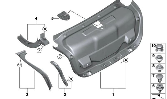 Cubierta de canaleta de agua izquierda para BMW G60 (OEM 51495A01521). Original BMW