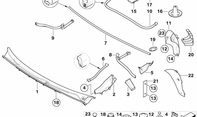 Cubierta de revestimiento del paso de rueda trasero izquierdo para BMW Serie 3 E46 (OEM 51718224993). Original BMW