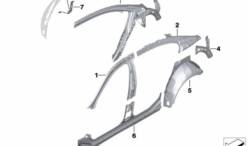 Correa de tracción C-Columna izquierda para BMW Serie 5 F10, F18 (OEM 41217240547). Original BMW.