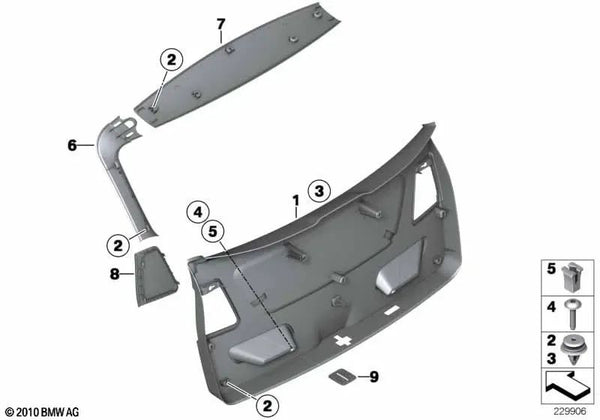 Revestimiento tapa trasera izquierda para BMW X3 F25 (OEM 51497246419). Original BMW