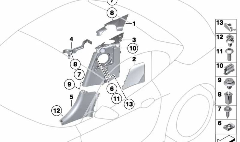 Panel lateral trasero derecho OEM 51439121824 para BMW Z4 E89. Original BMW.