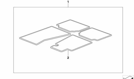 Juego de Alfombrillas de Velours para BMW E63N (OEM 51477960685). Original BMW