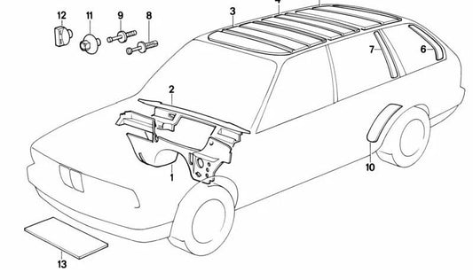 Aislamiento acústico del techo delantero para BMW Serie 3 E30 (OEM 51481884260). Original BMW