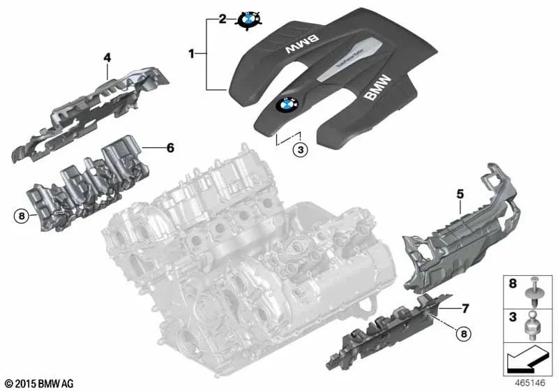 Cubierta del motor para BMW G30 (OEM 11148679177). Original BMW