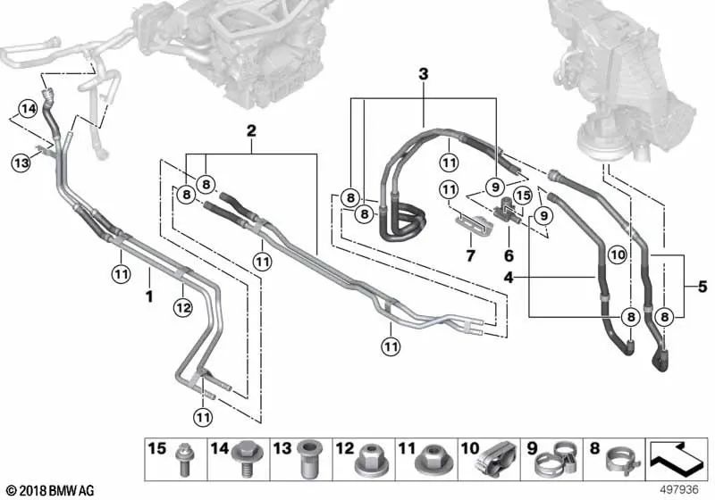 Trovalo del refrigerante di ritorno sotterraneo per BMW G07, G07N (OEM 6421682166). BMW originale.