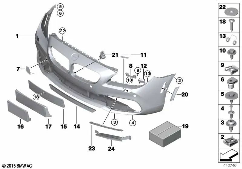 Spoiler delantero para BMW Serie 6 F06, F12, F13 (OEM 51117279213). Original BMW