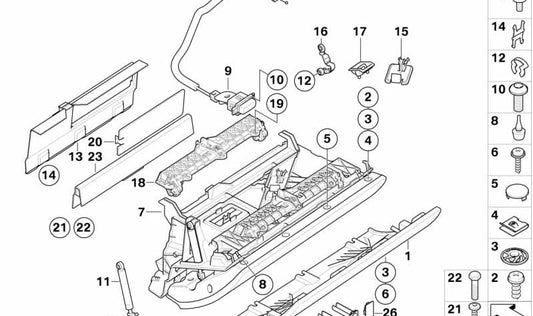 BMW Glovers Cover 6 E63, E64 (OEM 51167130884). BMW d'origine.