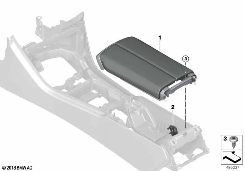 Reposabrazos Consola Central Cuero Calefaccionado para BMW F91, F92, F93 (OEM 51168094336). Original BMW.