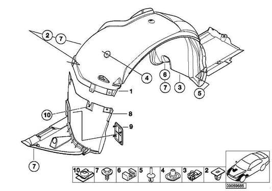 Tapa Paso De Rueda Delantero Para Bmw E46 . Original Bmw. Recambios