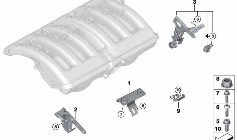 Soporte de bomba de vacío (Halter Saugstrahlpumpe) OEM 11617502267 para BMW E36, E46, E39, E60, E61, E65, E66, E83, E53, Z3, E85. Original BMW.