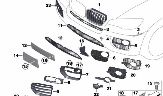 Plaque d'enregistrement avant OEM 51117198058 pour BMW E71, E72. BMW d'origine.