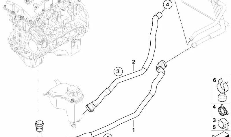 Manguera de calefacción del motor OEM 64216983858 para BMW Serie 1 (E82, E88), Serie 3 (E90, E91, E92, E93), X1 (E84). Original BMW