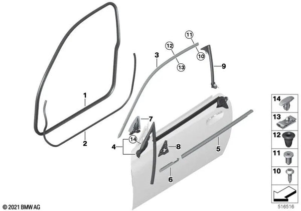 Listón marco lateral derecho para BMW Serie 2 G42 (OEM 51337482832). Original BMW.