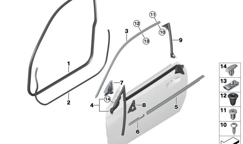 Junta de la columna B izquierda para BMW Serie 2 G42, G87 (OEM 51767482809). Original BMW.