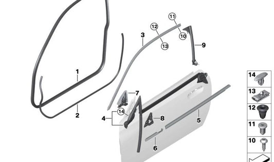 Cubierta para compartimiento exterior de la puerta delantera izquierda para BMW G42 (OEM 51337482827). Original BMW.