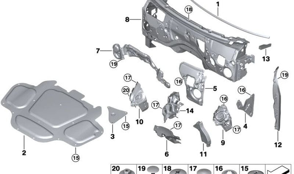 Aislamiento acústico para BMW X5 E70, F15, F85, X6 E71, F16, F86, G06 (OEM 51489143684). Original BMW