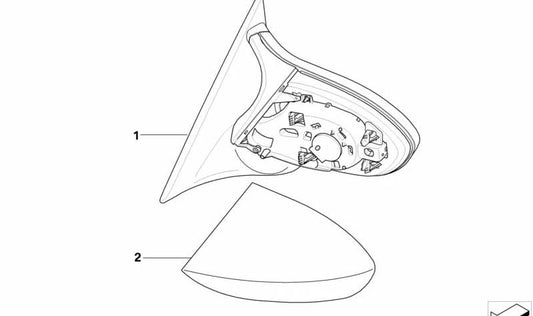 Espejo retrovisor izquierdo calefactable con memoria OEM 51168053711 para BMW Serie 3 (E92, E93). Original BMW