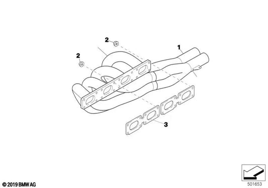 Colector de escape para BMW (OEM 11621405255). Original BMW