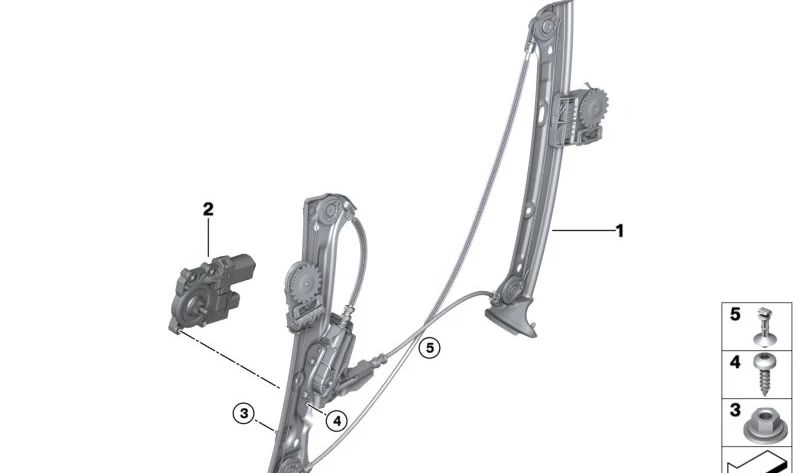 Motor elevalunas delantero derecho OEM 61359854230 para BMW F44, G42, G87, G22, G23, G26, G82, G83. Original BMW.