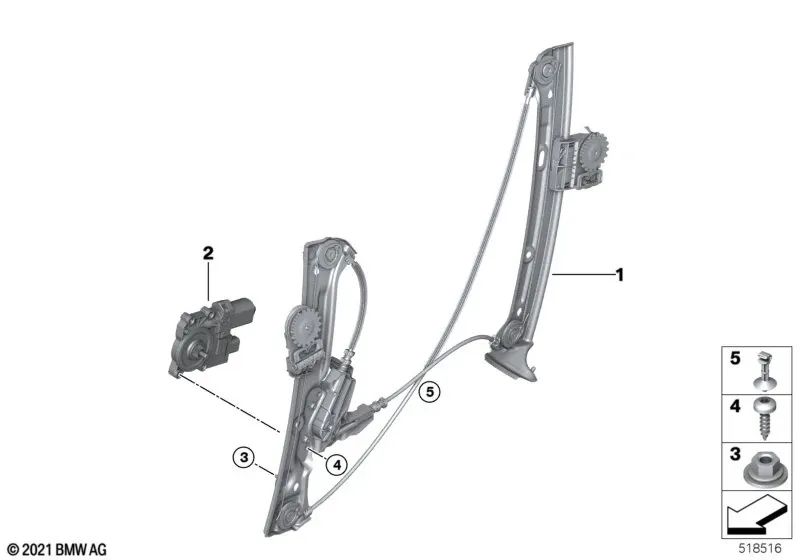 Elevalunas sin motor delantero derecho para BMW Serie 2 G42, G87 (OEM 51339466298). Original BMW