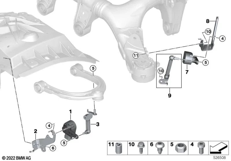 Regelstange izquierda delantera para BMW G60, G70, I20 (OEM 37146898865). Original BMW