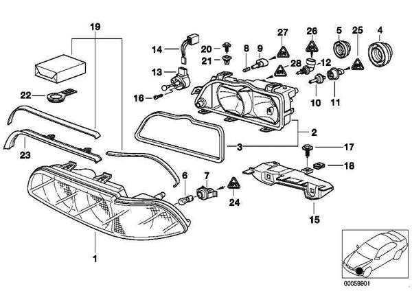 Juego De Cables Reglaje Alcance Faros Para Bmw E46 E39 E53 E85 E86 . Original Recambios