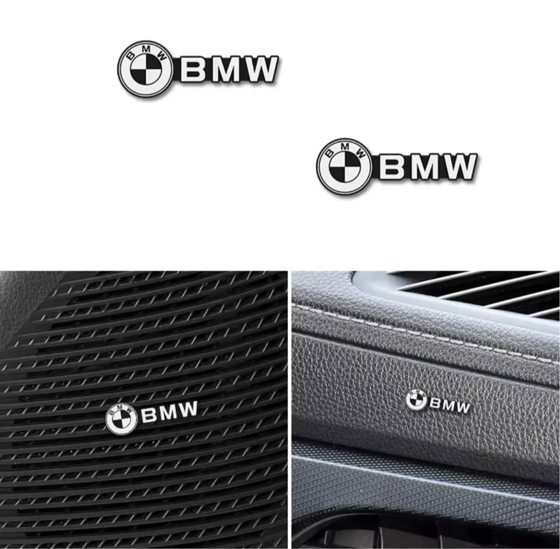 Set of 2 BMW 3D Stickers Black and Silver