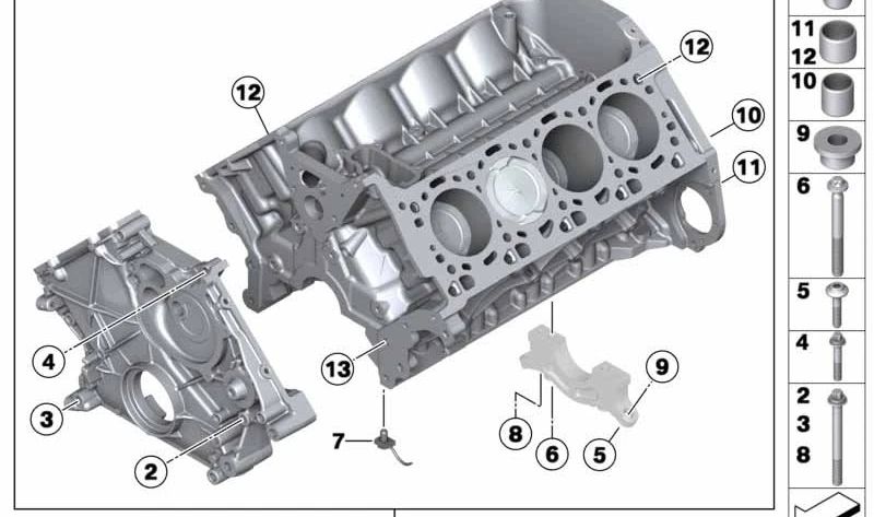 Cárter de cilindro con pistón para BMW Serie 5 F10, Serie 6 F06, F12, F13 (OEM 11112351268). Original BMW.